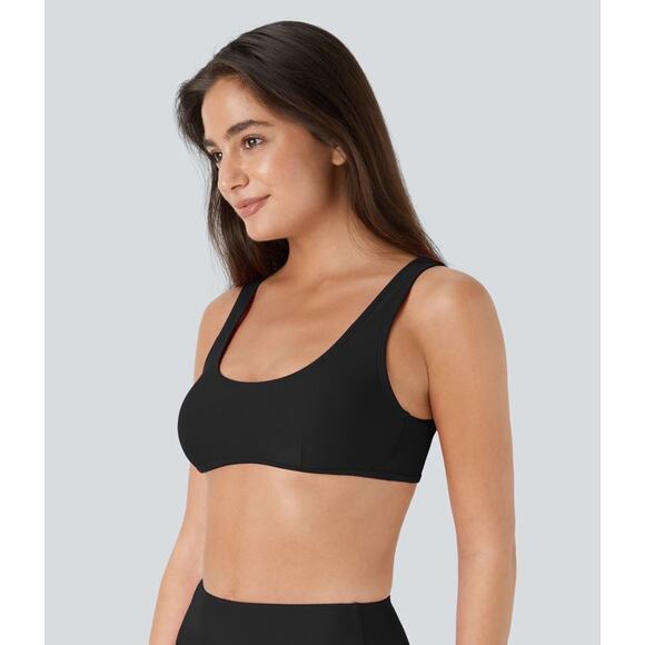 Halara Solid U Neck Black Bikini Top Swimsuit Size Large NWT - Picture 3 of 6